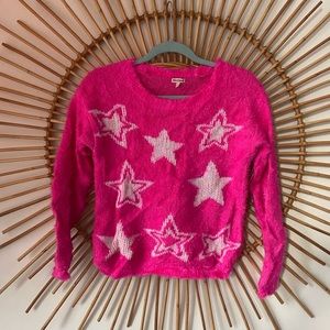 Juicy Couture XL hot pink fuzzy star sweater